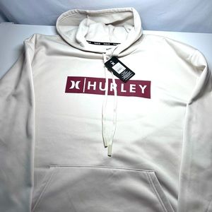 Hurley Bootcamp Pullover Hoodie Logo Drawstring Bone Large